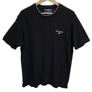 Vtg Polo Sport Ralph Lauren T Shirt Mens L Black Cotton Waffle Knit Short Slv